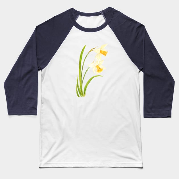 2 daffodils watercolor painting Baseball T-Shirt by colorandcolor